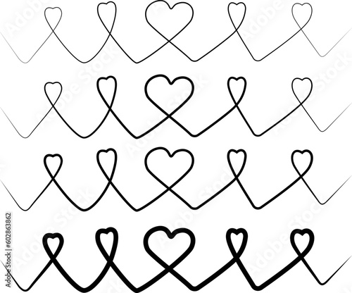 love hearts ink drawn background