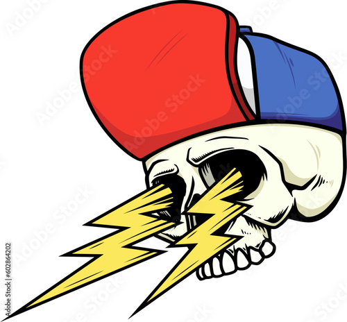 Skull with lightnings. Vintage skull with lightnings. For logo, label, sign, t shirt.