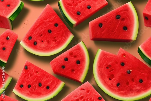 Watermelon Slices Seamless Texture Pattern Tiled Repeatable Tessellation Background Image