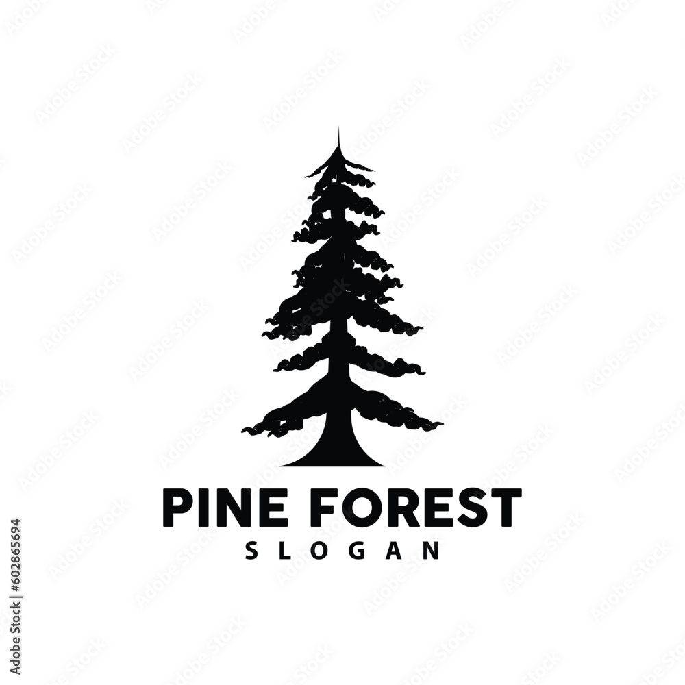 Pine Tree Logo, Luxurious Elegant Simple Design, Fir Tree Vector Abstract, Forest Icon Illustration Pine Product Brand