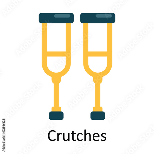 Crutches vector Flat Icon Design illustration. Medical and Healthcare Symbol on White background EPS 10 File