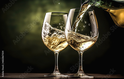 Cognac or brandy in glasses on a dark background. Generative AI