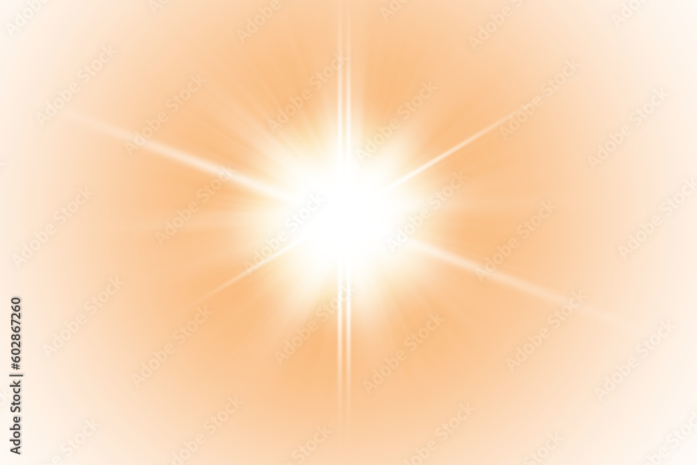 Obraz premium Sun rays on a transparent background