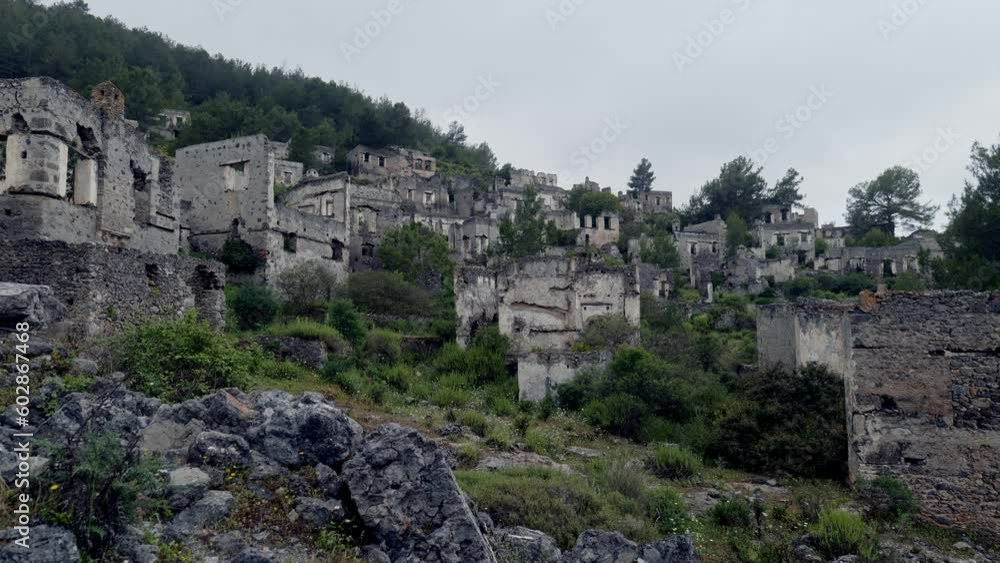 Deserted ruins of abandoned Greek village of Kayakoy ghost town in Turkey Deserted ruins of abandoned Greek village of Kayakoy ghost town in Turkey