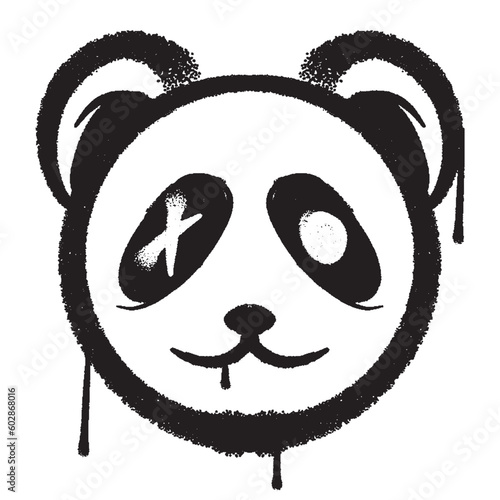 Vector graffiti spray paint panda character isolated vector illustration