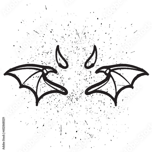 Vector graffiti spray paint devil wings isolated vector illustration