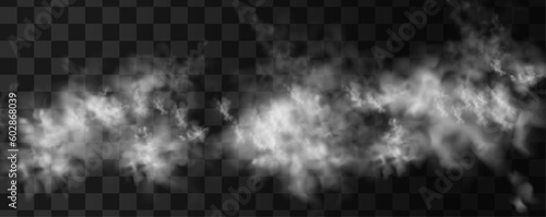  Fog or smoke isolated transparent special effect. White vector cloudiness, mist or smog background. PNG.