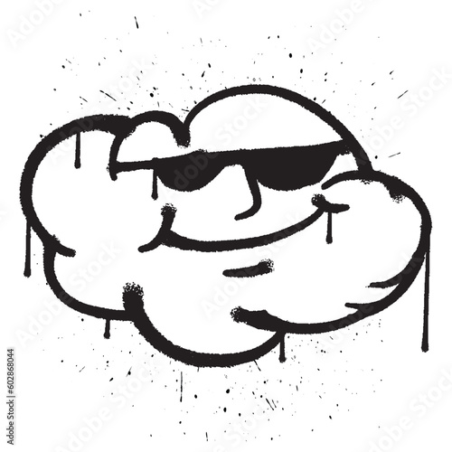 Vector graffiti spray paint cool cloud character isolated vector illustration
