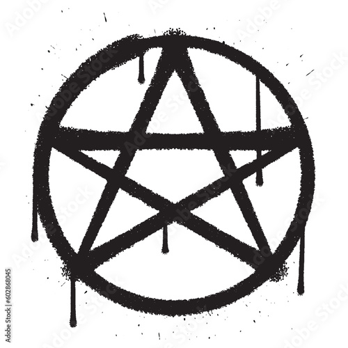 Vector graffiti spray paint satan sign isolated vector illustration