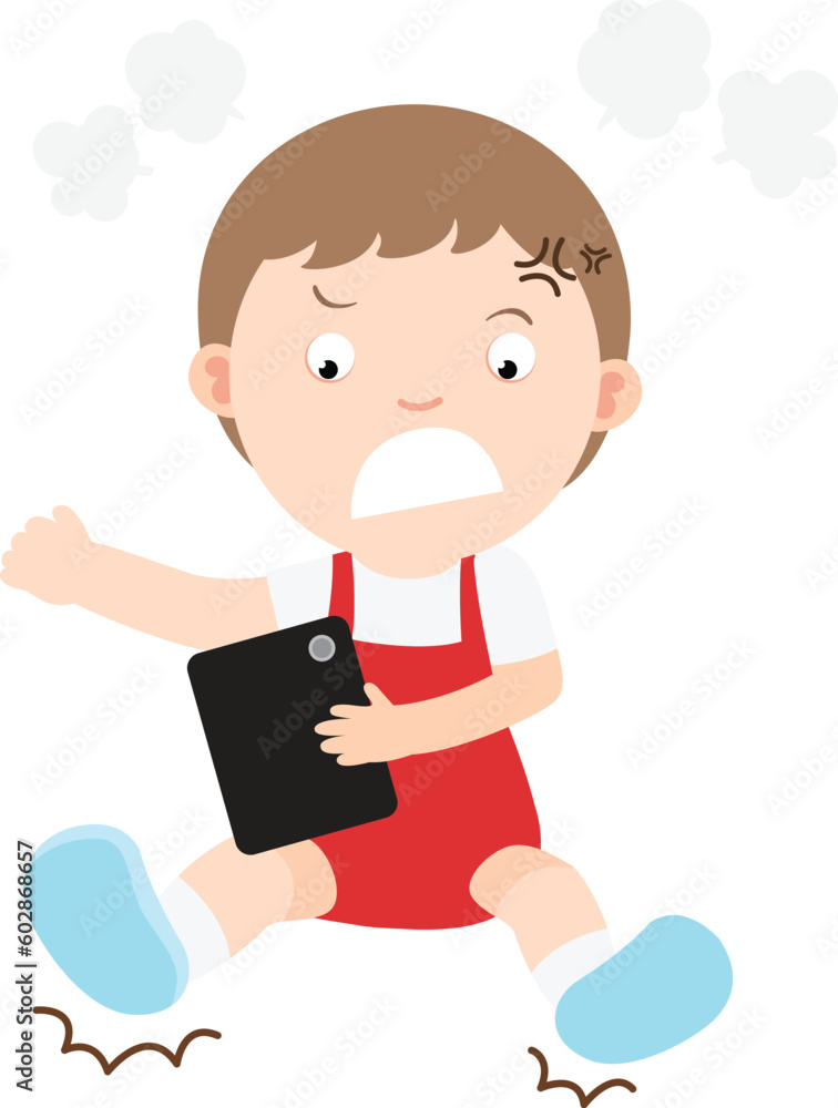 Angry little boy vector cartoon character illustration Angry little boy vector cartoon character illustration