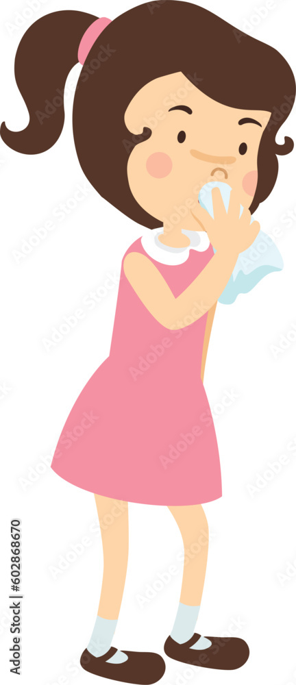 Girl sneezing and sick influenza cartoon illustration vector Girl sneezing and sick influenza cartoon illustration vector