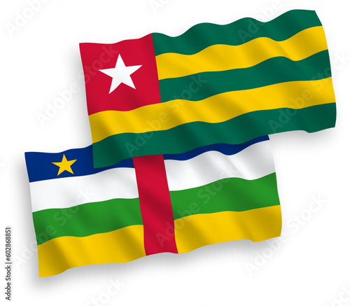 Flags of Togolese Republic and Central African Republic on a white background