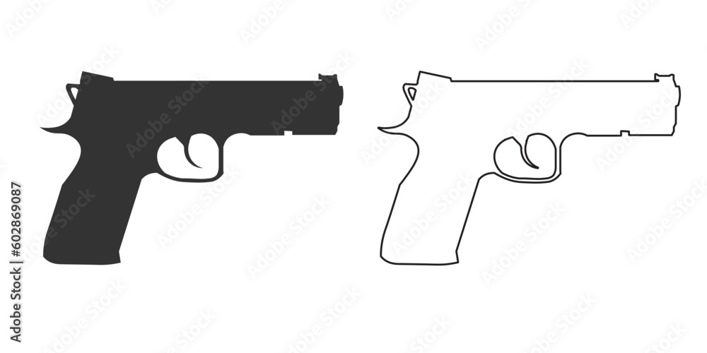 Pistol cz 75 icon. Gun flat design vector ilustration. - obrazy, fototapety, plakaty 
