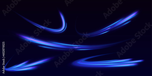 Beautiful glow light flare and spark. Red blue special effect, speed police line. Magic of moving fast lines. Laser beams, horizontal light rays. Particle motion effect. Vector 