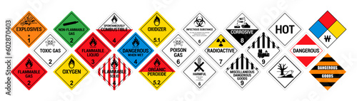 Fotografiet Vector hazardous material signs