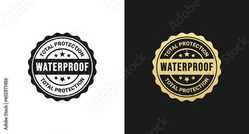 Waterproof label or waterproof seal vector isolated in Rubber Stamp Style. Waterproof label for product packaging design element. Simple Waterproof seal with rubber stamp style.
