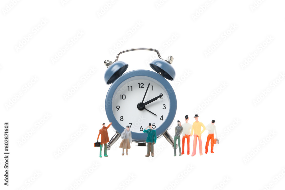 Concept of time management with alarm clock, isolated on white background Concept of time management with alarm clock, isolated on white background