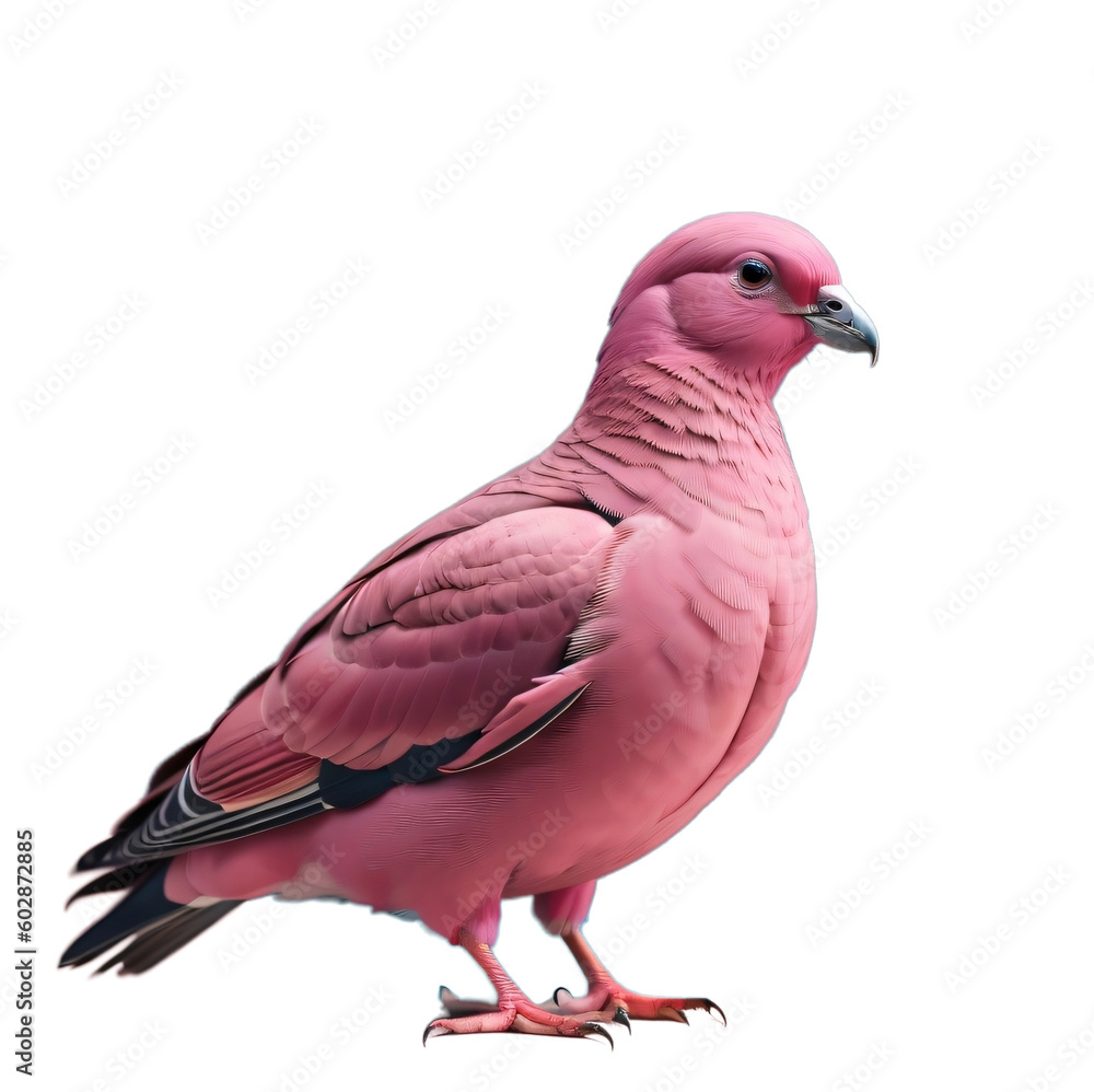 Fototapeta premium Pink pigeon, isolated, transparent background, no background. PNG. Generative AI.