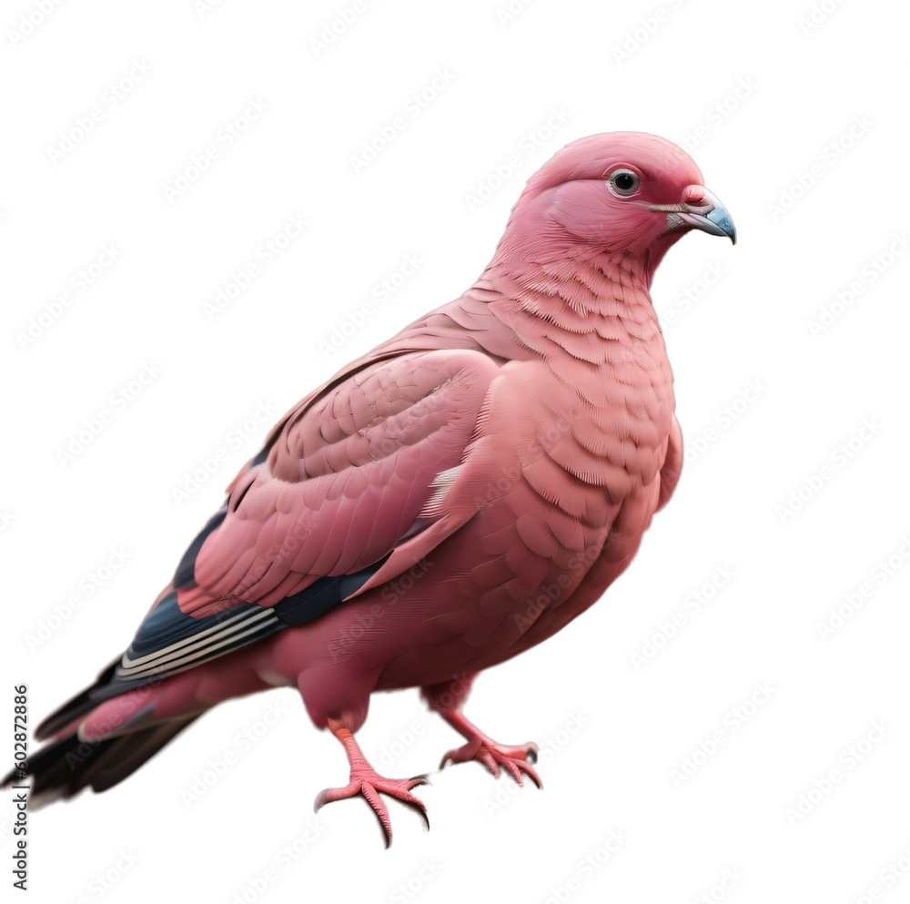 Pink pigeon, isolated, transparent background, no background. PNG. Generative AI. Pink pigeon, isolated, transparent background, no background. PNG. Generative AI.