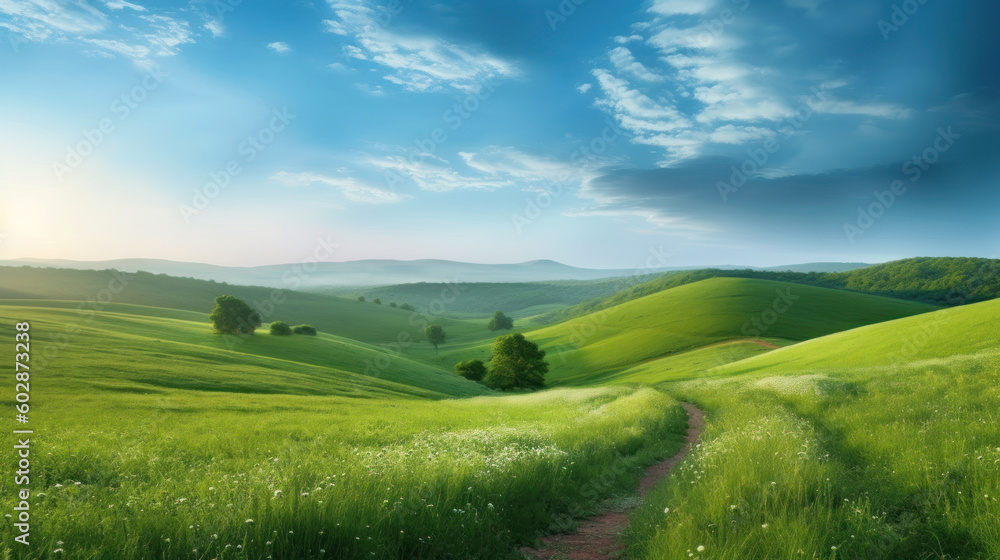 Fototapeta premium Generative AI - Winding Path Through Green Grass