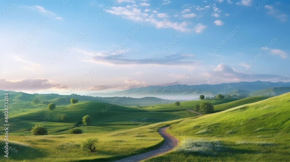 Generative AI - Winding Path Through Green Grass Generative AI - Winding Path Through Green Grass