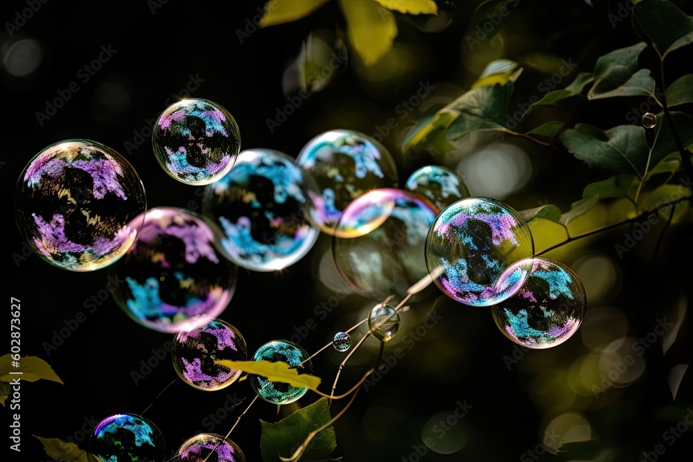 Naklejka premium Soap bubbles outside