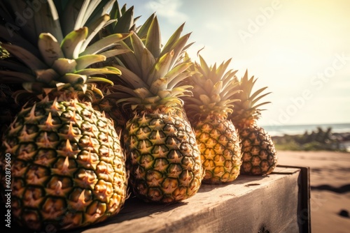 Pineapples on the beach