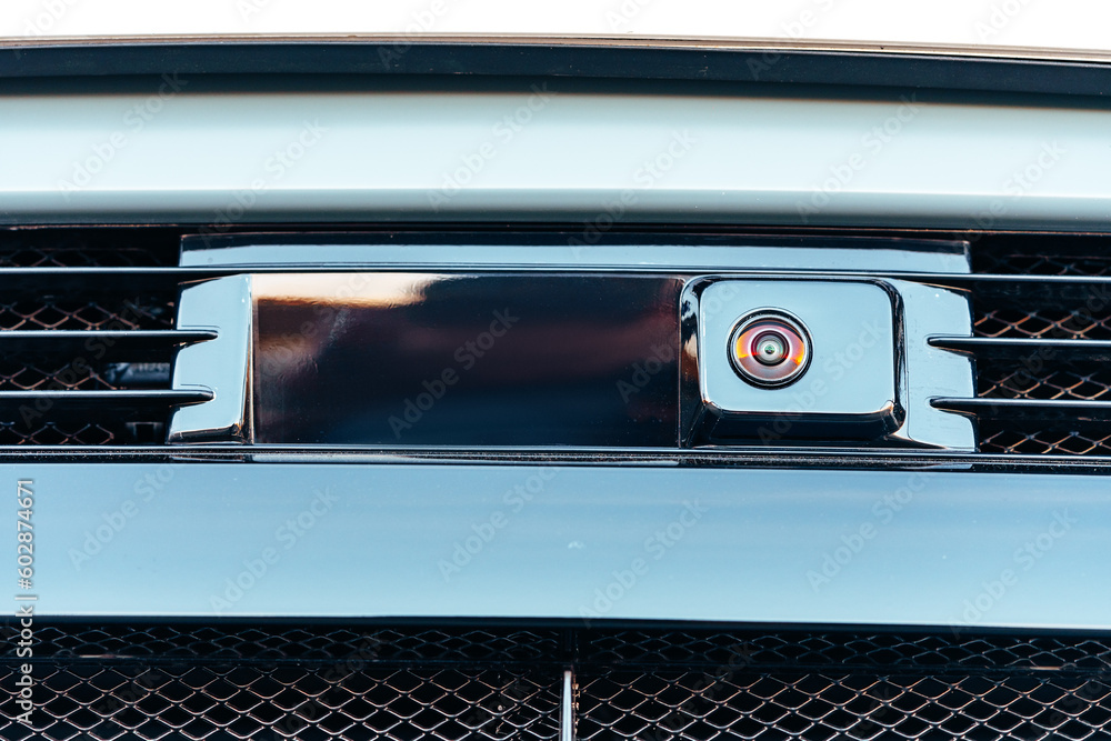 Obraz premium Modern luxury car front view camera close up