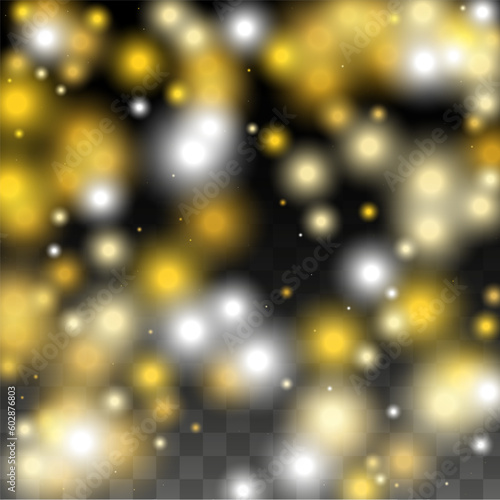 Gold Glitter Vector Texture on a Black. Golden Glow Pattern. Golden Christmas and New Year Snow. Golden Explosion of Confetti. Star Dust. Abstract Flicker Background with a Party Lights Design.