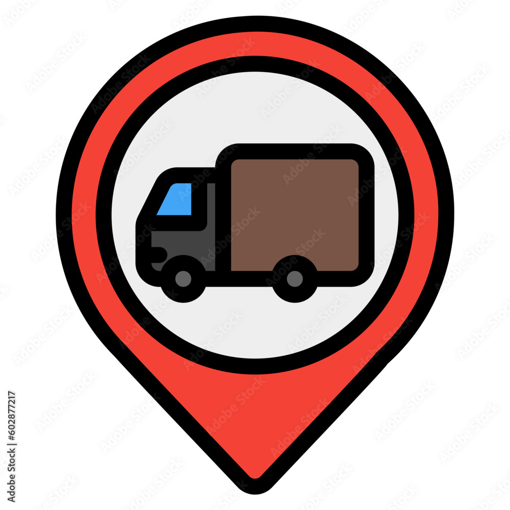Delivery location icon in filled line style, use for website mobile app presentation Delivery location icon in filled line style, use for website mobile app presentation