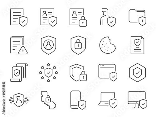 Privacy policy icon set. It included the gdpr, data protection, privacy notice, ccpa, and more icons.
