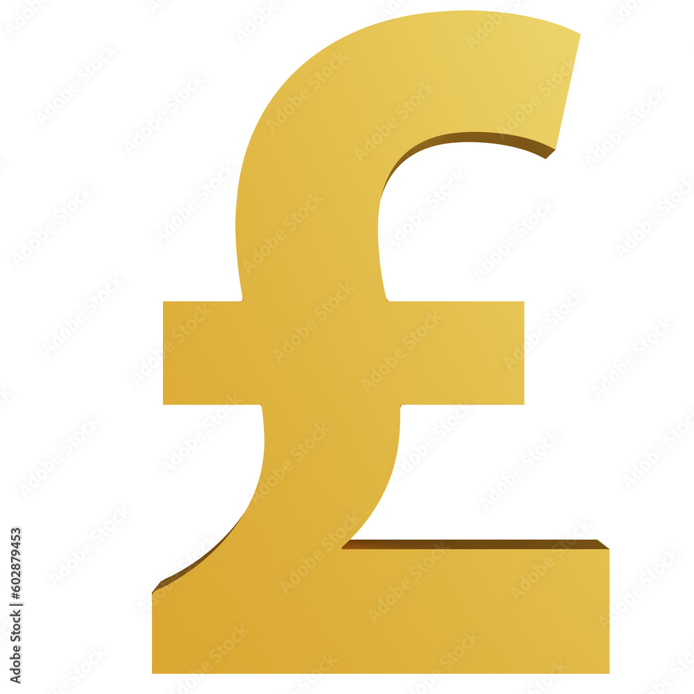 Fototapeta premium Golden Pound sterling sign 3D illustration