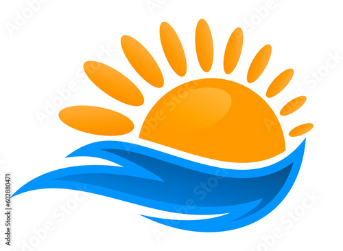 Sun and Blue Wave Symbol.