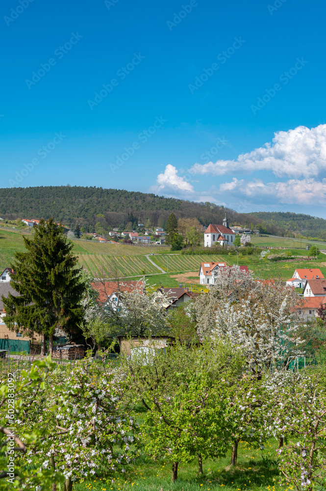 Naklejka premium Ortsbild von Gleiszellen-Gleishorbach mit St Dionysius Kapelle. Region Pfalz im Bundesland Rheinland-Pfalz in Deutschland