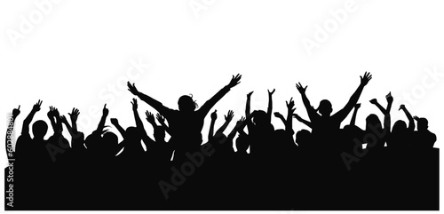 Cheering crowd at a concert.. Happy group of young people dancing at musical concert