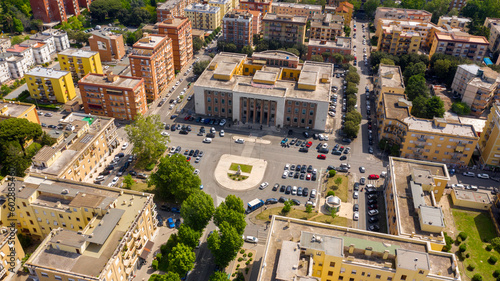 Aerial view of the courthouse located in the historical center of Latina, Lazio, Italy.