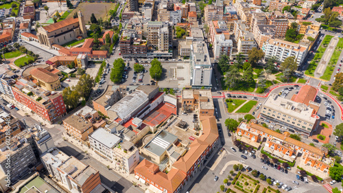 Aerial view of the historic center of Latina, Lazio, Italy.
