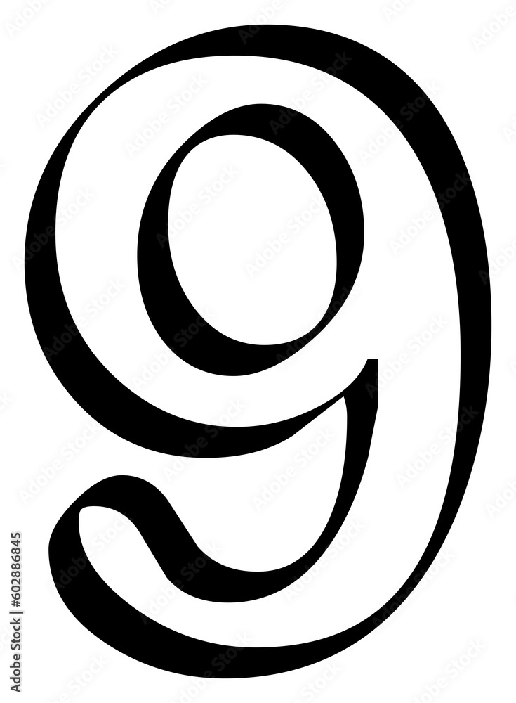 Number 9 - nine isolated on transparent background Number 9 - nine isolated on transparent background