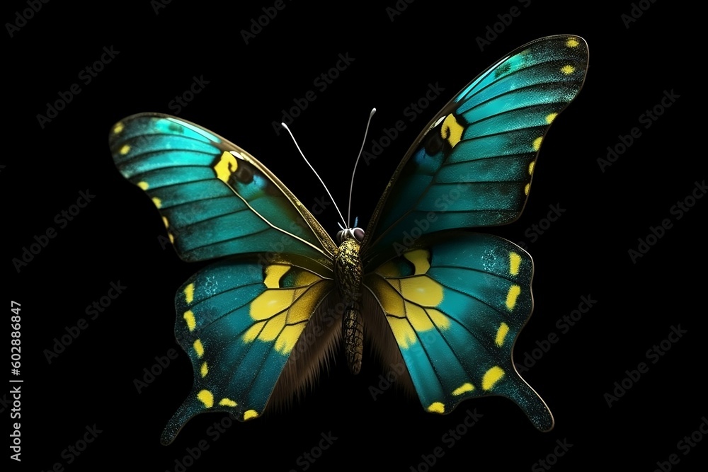 Fototapeta premium butterfly isolated on black background. Generative AI.