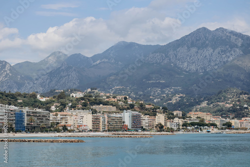 Roquebrune, France - 14 May 2023: View of the beach and commune of Roquebrune Cap Martin on the French Riviera