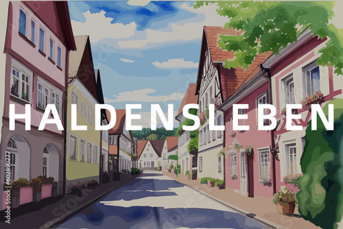 Haldensleben: Beautiful painting of an German town with the name Haldensleben in Sachsen-Anhalt photo