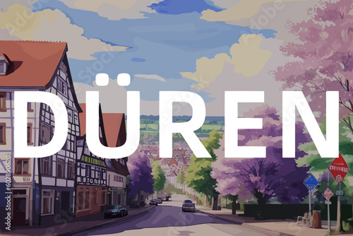 Düren: Beautiful painting of an German town with the name Düren in Nordrhein-Westfalen photo