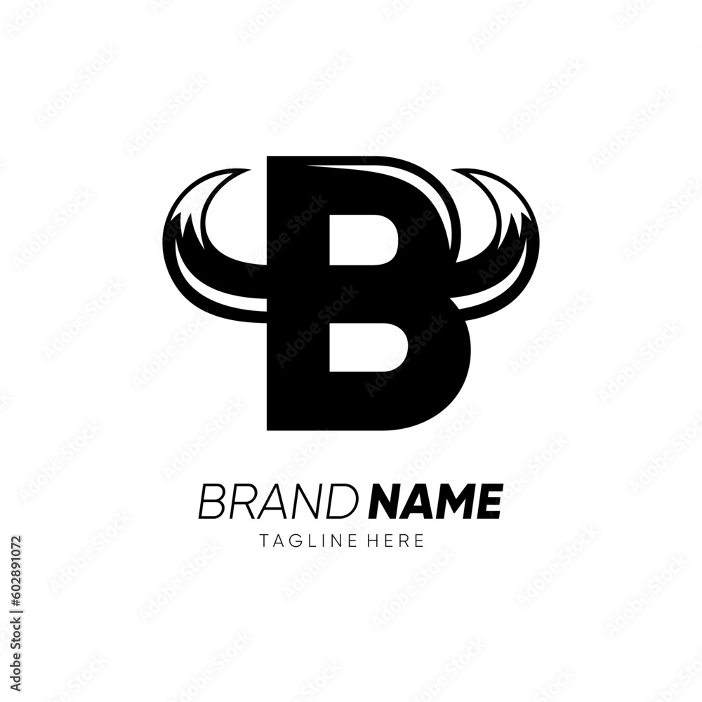 Letter B Bull Horn Logo Design Vector Icon Graphic Illustration Background Template Letter B Bull Horn Logo Design Vector Icon Graphic Illustration Background Template