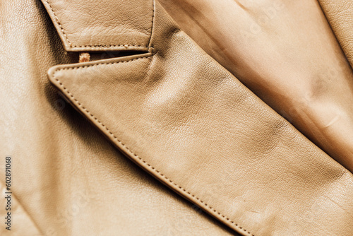 Brown leather jacket texture, genuine soft leather.