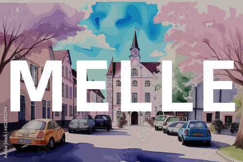 Melle: Beautiful painting of an German town with the name Melle in Niedersachsen
