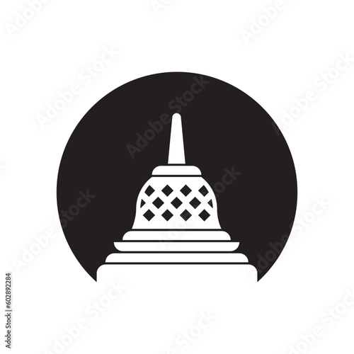 circle stupa borobudur icon vector isolated on white background.