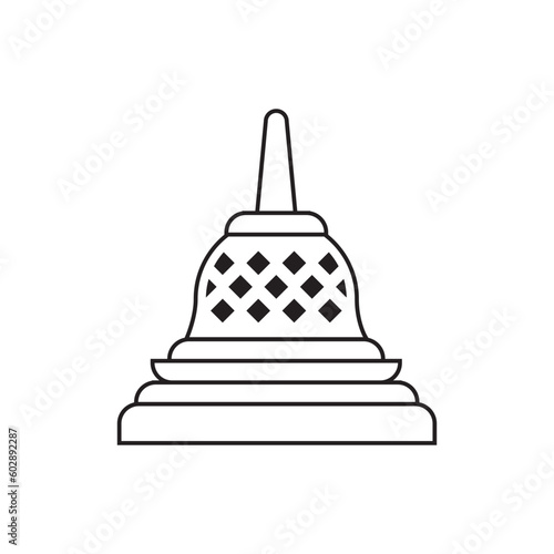 line icon stupa temple isolated on white background.