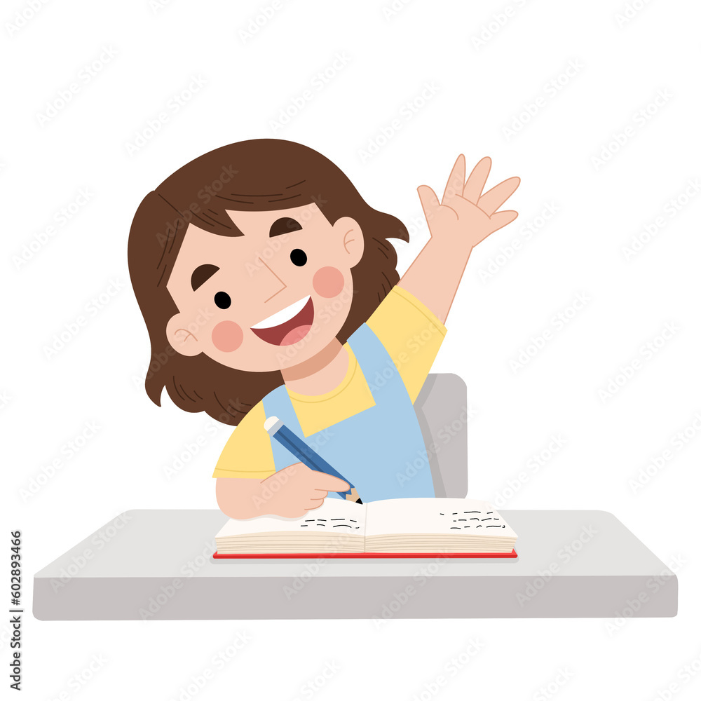 school girl illustration, hand drawing education concept school girl illustration, hand drawing education concept