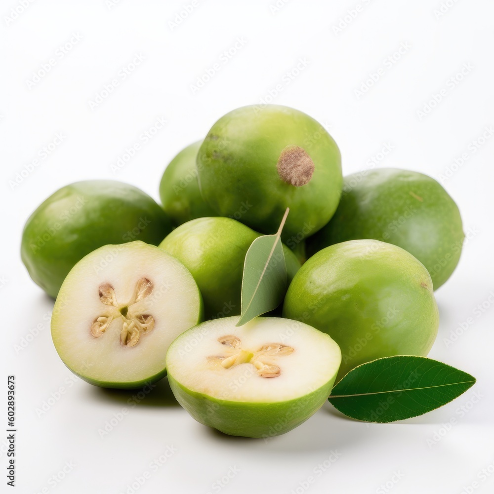 Feijoa fruit isolated on white background. Feijoa fruit isolated on white background.