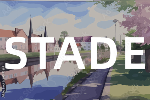 Stade: Beautiful painting of an German town with the name Stade in Niedersachsen
